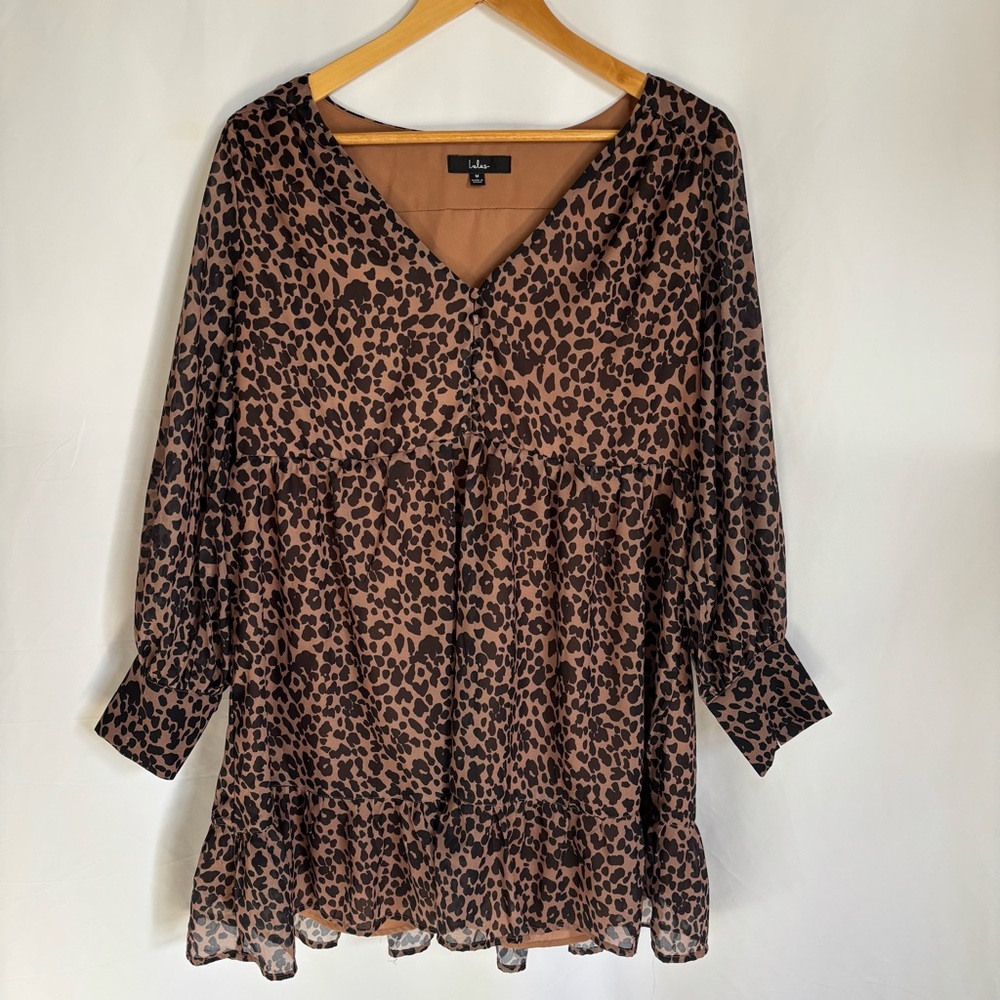 Lulu's Leopard Print Long Sleeve Dress